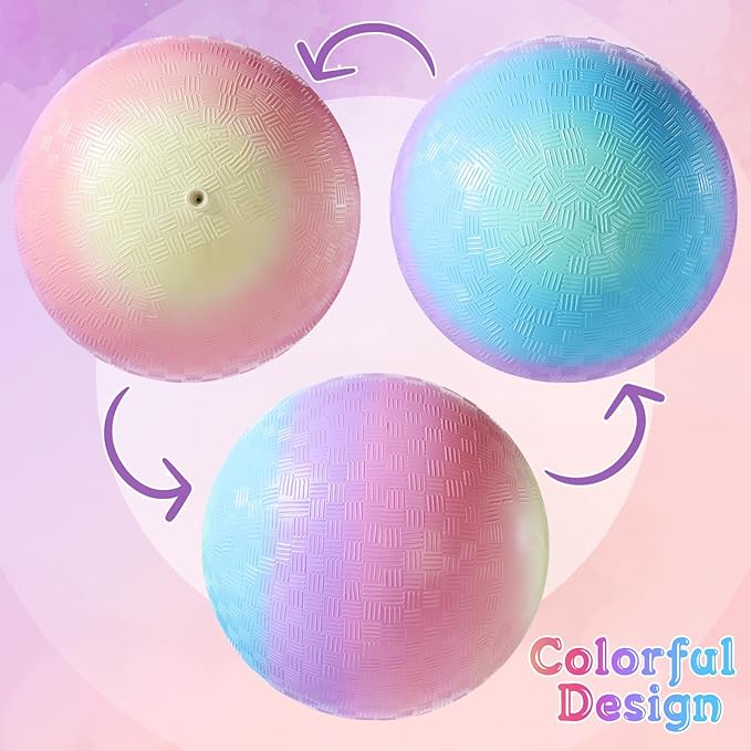 6 Pcs Macaron Playground Balls 8. 5 Inch Pastel Color Rubber Bouncy Balls for Kids Inflatable Colored Dodgeball Kickball Handball for School Backyard Beach Indoor Outdoor Games (Macaron)