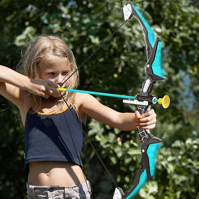 2 Pack of Kids Bow and Arrow Set, LED Light Up Archery Toy Set with 14 Suction Cup Arrows, Detachable Target, Indoor Outdoor Hunting Play Gift Toys for Kids, Boys & Girls Ages 6-12