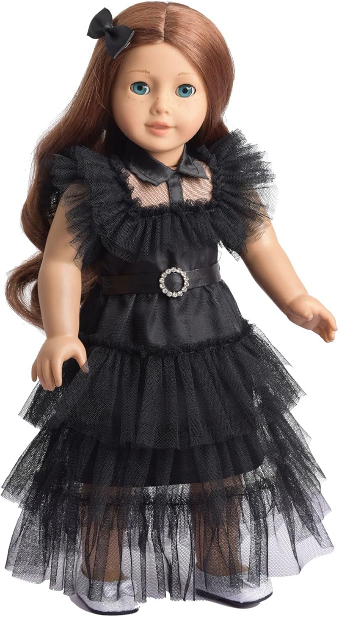 18 Inch Doll Clothes Black Party Dress Costume Accessories for 18 Inch Dolls (Doll NOT Included)