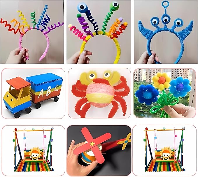 NovaWiseTech Arts and Crafts Supplies, 1200pcs Craft Kits, Pipe Cleaners Bulk, Multicolor Pom Poms Balls, Googly Eyes for DIY Craft Decorations