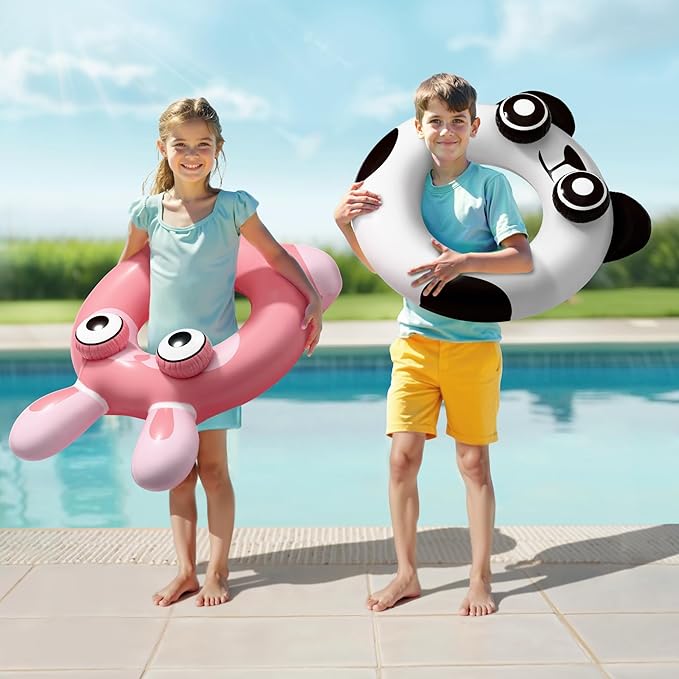 Pool Wave Kids Swim Ring Pool Floats, Toddler Inflatable Animal Swimming Tube Floaties, Outdoor Water Floating Toy, Summer Family Party Gift 3 4 5 6 7 8 9 Year Old Boy Girl Children Teens - 2 Pack