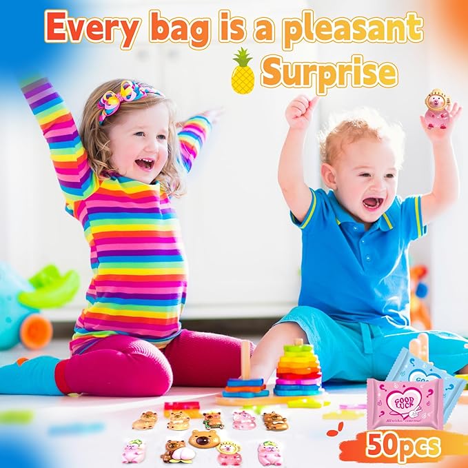 50 Pcs Random Mini Capybara with Glow in the Dark Feature, Individually Packaged Blind Bags – Cute Collectible Resin Toys for Kids, Fairy Gardens, Desk Decor, Party Favors, and Creative DIY Projects