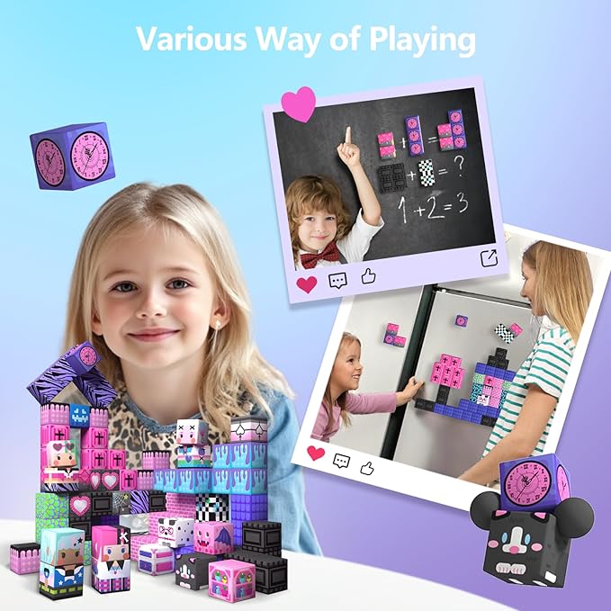GobiDex 100PCS Magnetic Blocks for Girls, Build MagWonder with Magnet Building Toys Set, Princess Sensory Gift for Boys Girls Birthday