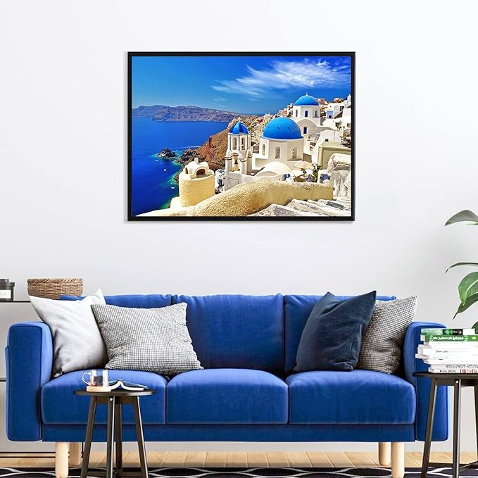 Jigsaw Puzzles 1000 Pieces Puzzles for Adults Dreamy Aegean Sea Puzzles Greece Santorini Landscape Puzzle Natural Scene Hard Puzzles for Adults Teens Kids Interactive Toy Brain Teaser