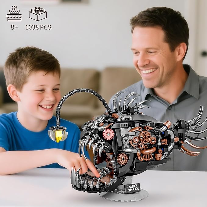 BNG Mechanical Fish Building Set for Adult,Ocean Animal Building Blocks Toy,Collectible Decor for Home or Office,STEM Gift for Teens Boys Girls 8+ (1038PCS)