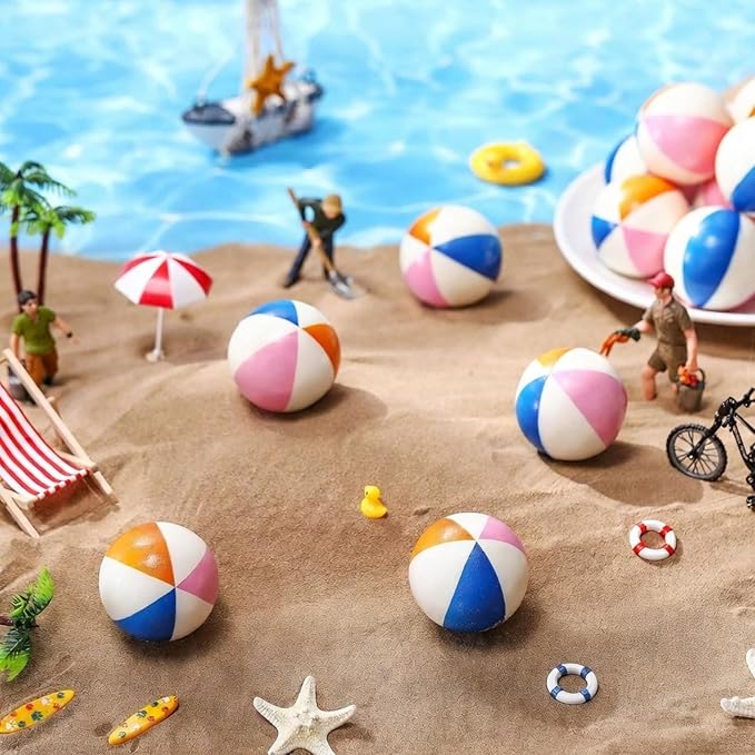 Jerify 24 Pcs Mini Beach Stress Balls 2.5 Inch Foam PU Relief Stress Ball Mini Rainbow Blow up Beach Balls Toys for Girls Boys Birthday Beach Hawaiian Party Favors Summer Pool Games (Light Color)