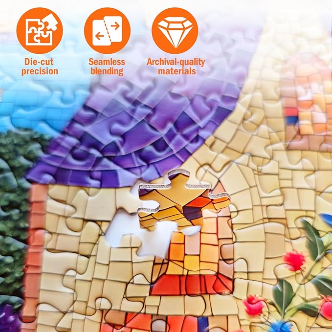 Jigsaw Puzzles for Adults 1000 Pieces, Stained Glass Art Difficult Challenging Unique Puzzle for Game Night Family Home Decor, 20x27 Inches, Glass House