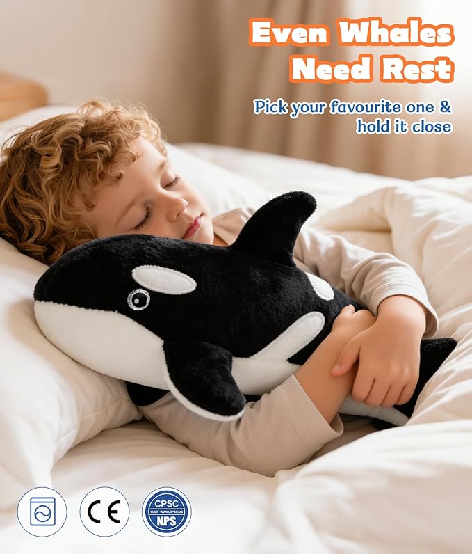 Tezituor Whale Stuffed Animal,3PCS Whales Plush Toys Set,Orca Whale,Beluga Whale,Blue Whale,Gifts for Kids Boys Girls Christmas Birthday