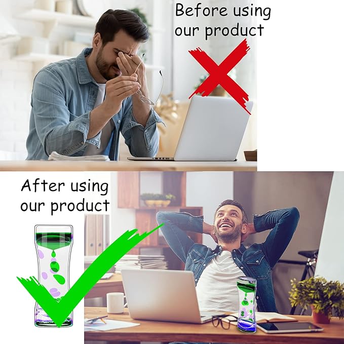 FKYTION Liquid Motion Bubbler Timer Pack of 2 Great Desktop Colorful Hourglass Liquid Bubbler Small Calming Relaxing Toys Sensory Anxiety Autism ADHD Fidget Toys