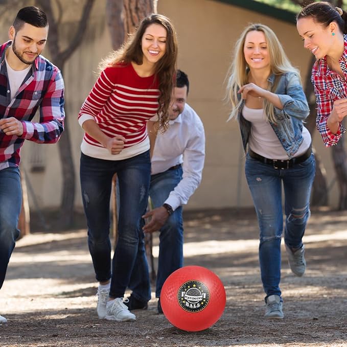 Jerify 12 Pack 8.5 Inch Playground Balls Rubber Sport Kickballs Bulk 6 Colors Inflatable Dodgeballs Bouncy Balls for Adults Indoors Outdoors Games Gym Exercise(Bright Colors)