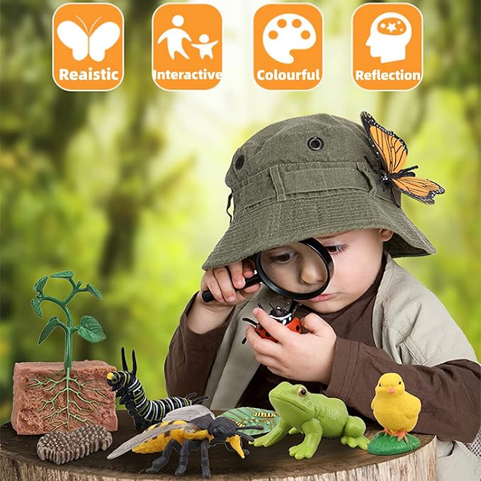 Montessori Life Cycle Animal Figures with Flash Cards, Realistic Animal Figurines Toy, Educational Matching Game for 3+ Year Old Toddlers Kids (Turtle)