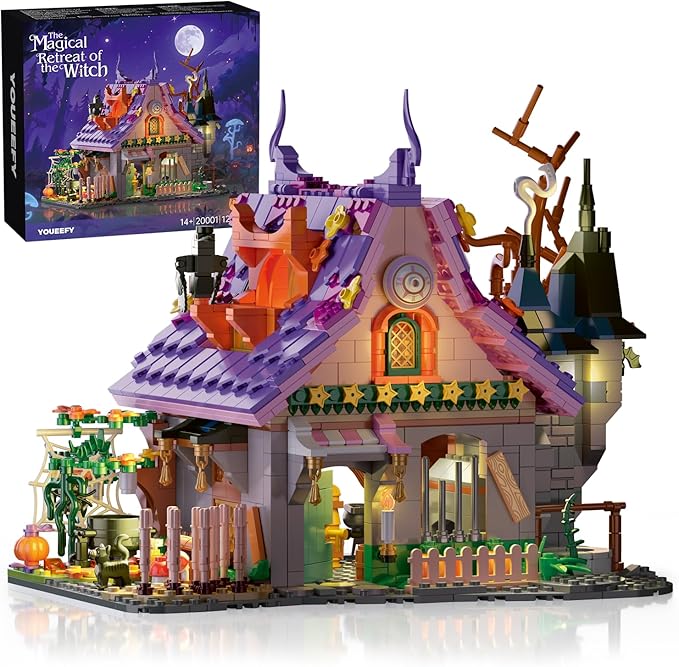 The Magical Retreat of The Witch Building Set, Ideal Christmas and Easter Gift, 1200 PCS Miniature House Model Building Brick Kit for Adults Teens Boys Girls 14+ (Purple-presale)