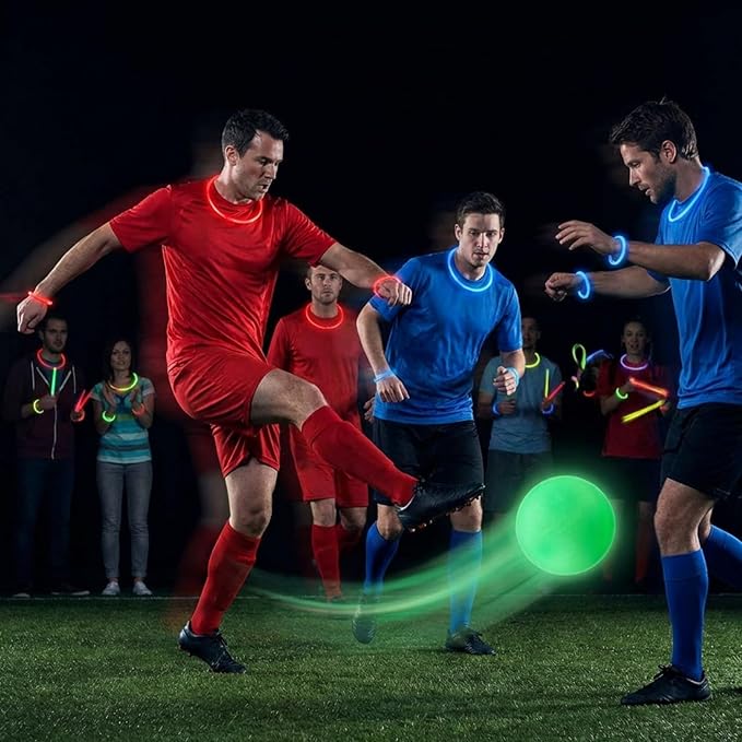 Hiboom 110 Pcs 10 Inch Glow in the Dark Kickballs Dodgeballs Set Includes 6 Pcs Playground Ball with Pump 100 Glow Sticks Storage Bag for Playground Backyard Outdoor Indoor