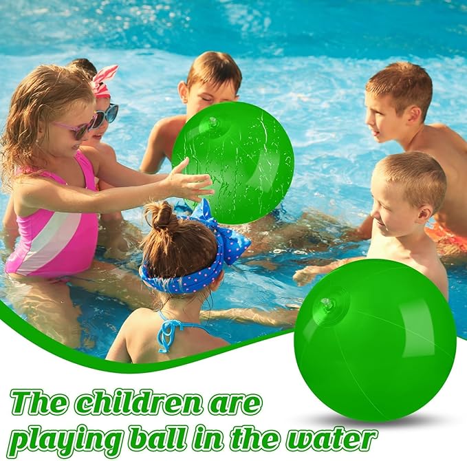 10 Pack Green Beach Ball - 12Inch Blow Up Beach Ball Party Supplies for Kids, Inflatable Floating Balls for Summer Pool Parties, Outdoor Activities & Birthday Decorations(Green)