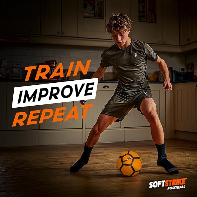 SoftStrike Home Indoor Skills Training Soccer Ball - Soccer Gifts for Boys - Skills Ball for House - Size 4