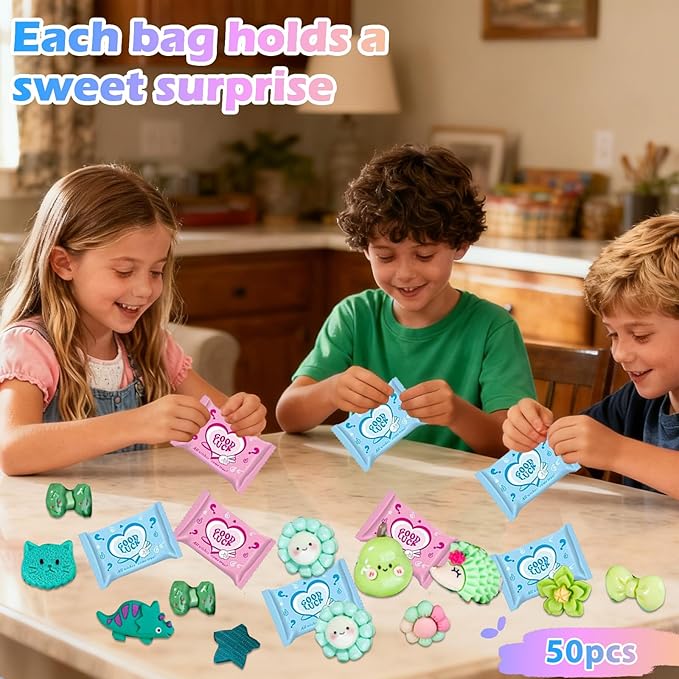 Green Series 50pcs Mystery Mini Resin Blind Bags – Tiny Resin Figures for Fairy Gardens, Crafts, Dollhouses, Kids Surprise Packs, Holiday Decor