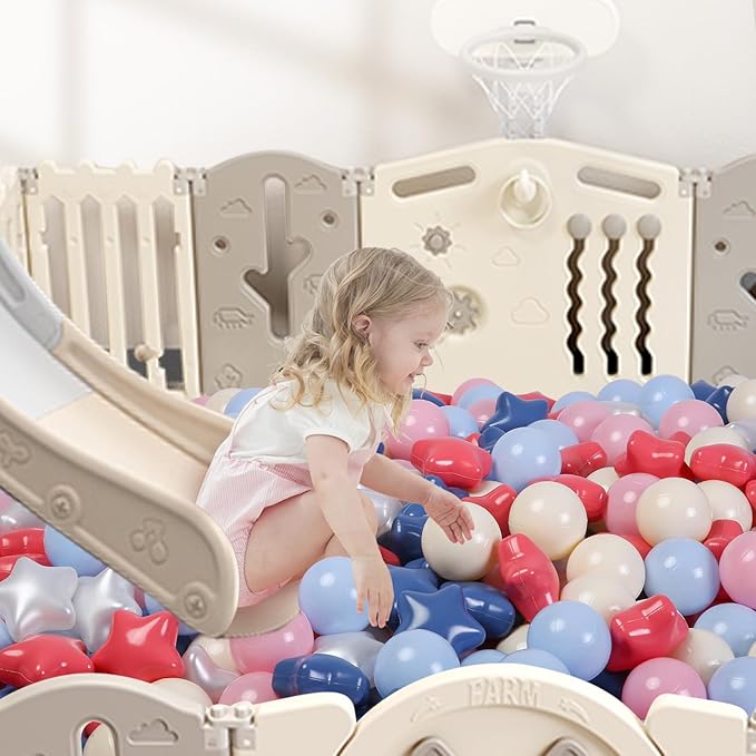 TRENDPLAY Star Ball Pit Balls for Toddlers -50 100 200 Count Star Balls Different Shapes, Non-Toxic Plastic Balls for Safe Play, Boys Girls Festival Party Decoration