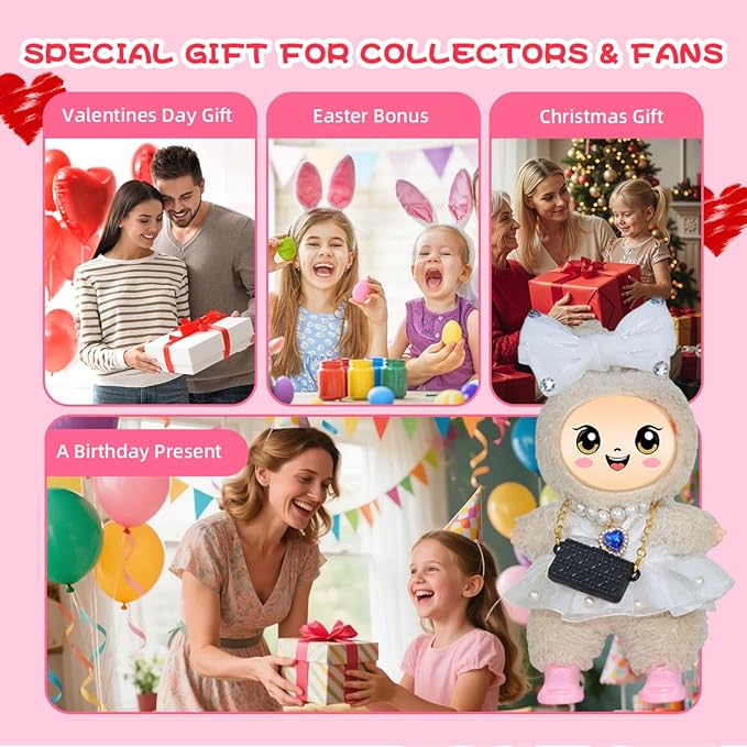 33 Pack Compatible for Labubu Clothes Outfits,Premium Labubu Accessories Case Shoes for 17cm Dolls,Labubu Birthday Party Decoration- Includes 6-Pack Doll Clothes Sets,Camera,Sunglasses