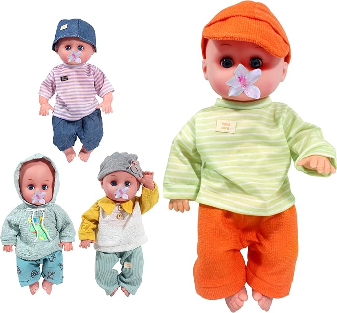 fromeasy Baby Dolls Clothes Boy for 12-16 Inch Dolls, 4 Sets 15 Inch Doll Outfit Accessories