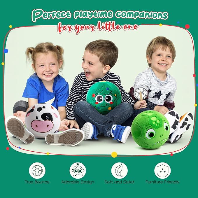 Silent Indoor Soccer Balls for Toddlers 1-3, Inflatable Soft Plush Baby Toddler Soccer Ball Toys Gifts for 1 2 3 4 5 Year Old Boy Girl First Birthday Gift (Christmas Tree, Pump Include)