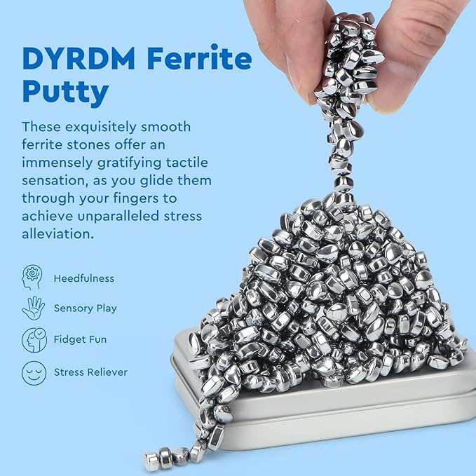 300+ Original Ferrite Putty Silver, Sensory Stones, Adult Fidget Stress Relief Desk & Office Item, Ferrite Stones Stocking Stuffers Gifts