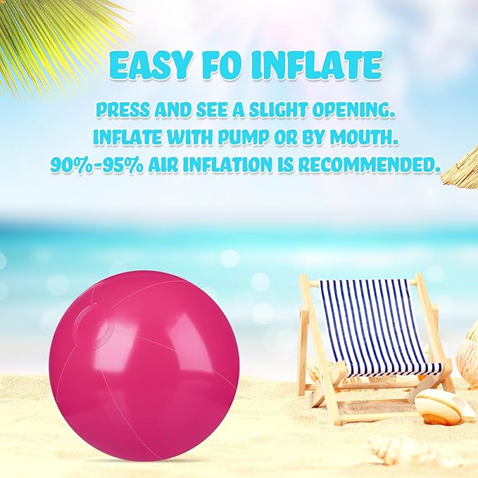 Raiten 12 Pcs Beach Ball Inflatable Beach Balls Large Inflatable Ball Floating Ball for Swimming Pool Party Favors Outdoor Activities Summer Birthday Party Supplies (Pink,12 Inch)