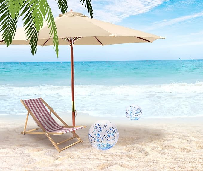 PENTA ANGEL Glitter Beach Ball 2PCS Inflatable Floatable Confetti Swimming Pool Party Ball Clear Sand Sport Ball for Outdoor Summer Beach Pool Water Play Party Favor