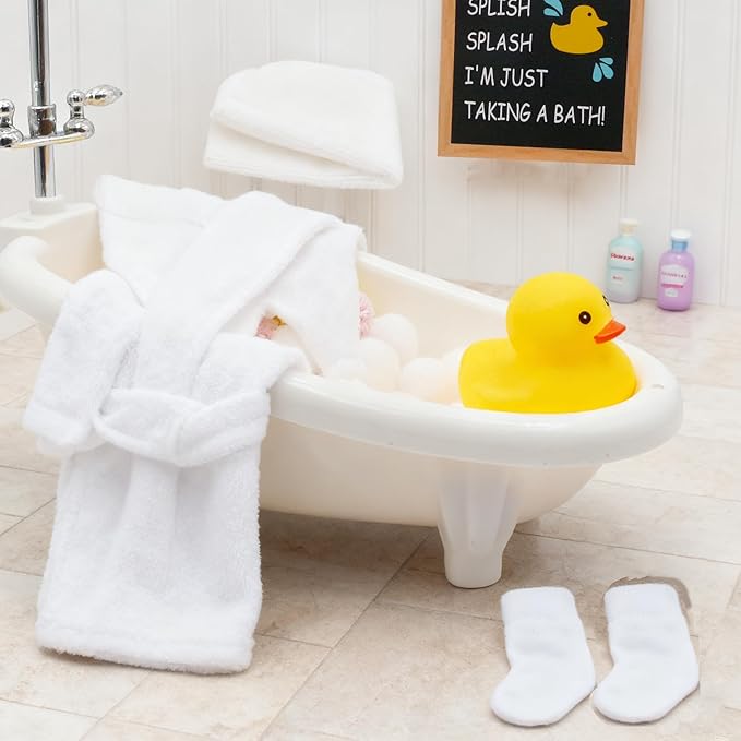 Christmas Elf Doll Accessories Kit, Over 10Pcs Holiday Elf Doll Bath Clothes Sets Include Bathrobe Socks Bathtub Towel for Christmas Decoration