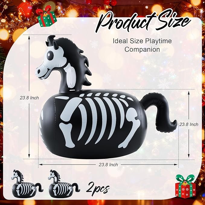 Hiboom 2 Pcs Horse Inflatable Bouncy Toys 51 Inch Large Black Horse Inflatable Hopping Toys Ride On Bouncer Animal Toy for Christmas Girls Boys Hopper Gifts Birthday Party Games Ages 6 and up