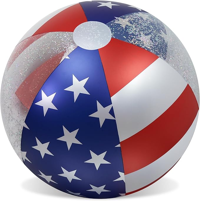 POZA Inflatable Beach Balls - Elegant Glitter Confetti Premium Floaters, Heavy Duty Vinyl Floatation Pool Toys for Pool Beach Party, UV Resistant Pool Décor