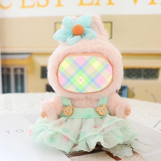 Clothes for Lu bubu 17cm Dolls Accessories (No Doll), Kawaii Skirt Outfit Set 2 Pieces for 17cm Dolls Suit, Stylish Dress Up Flower Dolls Clothing Set Replacement Green