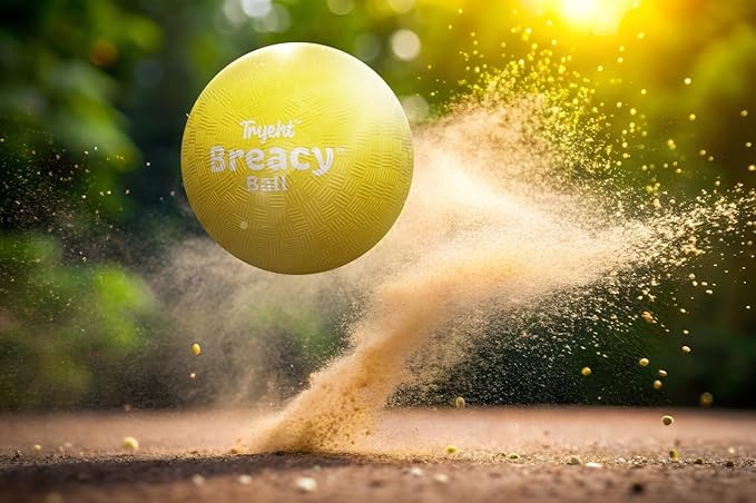 Self Inflating Ball 5", Rubber New Feel Breacy Ball, Hi Bouncy, Never Need Pump, Neon Yellow, Playground, Handball, Dodgeballs, Picnic and School Play in and Outdoor
