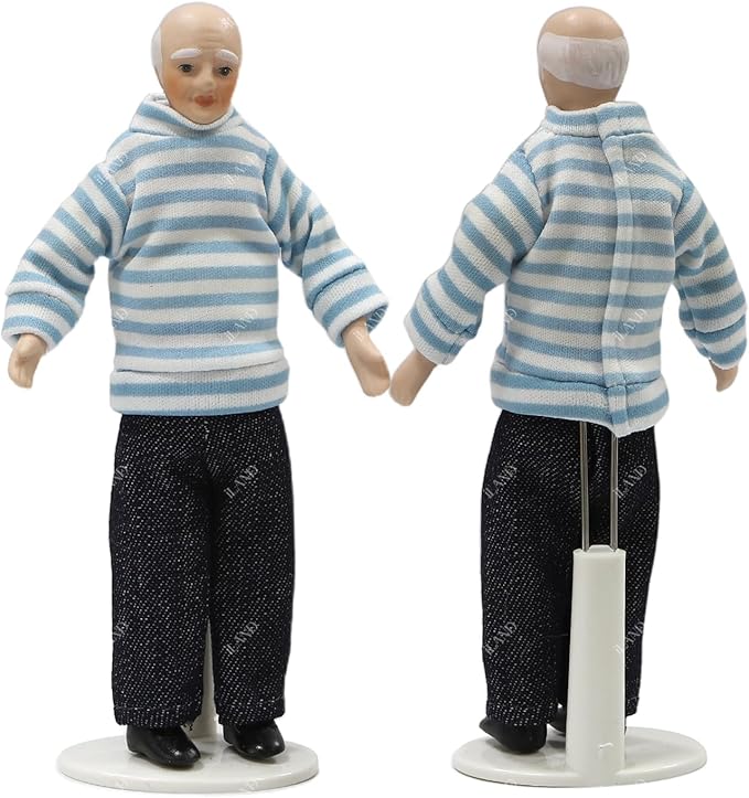 iland Dollhouse People for 1 12 Scale Accessories Miniature 6 inch Dolls for Doll House Little People Figures Mini Dollhouse Family Set Porcelain Action Figures Cute Realistic