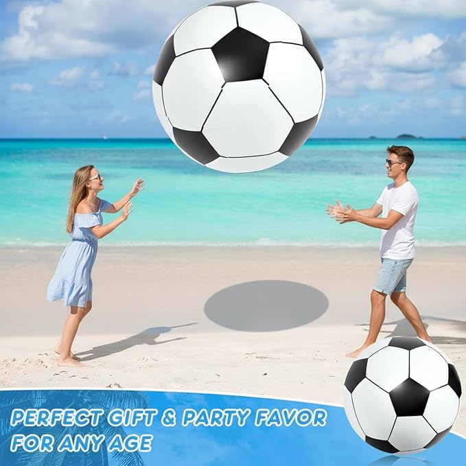 Lewtemi 2 Pcs Inflatable Beach Soccer Ball 27 Giant Inflatable Football Large Sport Balls for Outdoor Activity Pool Decoration Party Favor