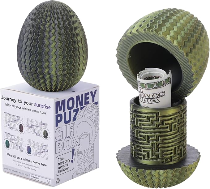 Maze Egg Money Puzzle Gift Box: Available in 4 Unique Internal Designs - Secret Cash Holder & Surprise Gift Container for Easter, Birthday, Wedding - Fun Brain Teaser Toy for Kids & Adults