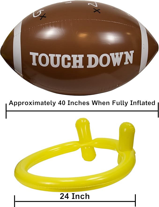 GiftExpress 40" Giant Jumbo Inflatable Football with Tee Set for Football Party, Gameday, American Sport Themed Decorations, Super Fun Football Games for Kids and Adults