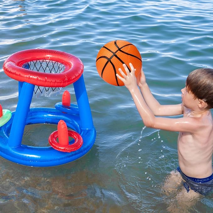 Gejoy 7 Inch Mini Basketballs Set of 3 with Ball Pump Needles Inflatable Mini Hoop Basketball Replacements Pool Party Balls Kids Adults Indoor Outdoor Sports Summer Beach Games, Orange