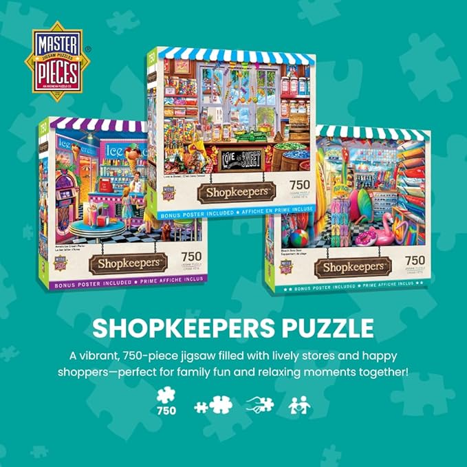 Masterpieces 750 Piece Jigsaw Puzzle for Adults and Family - Anna's Ice Cream Parlor - 18"x24"