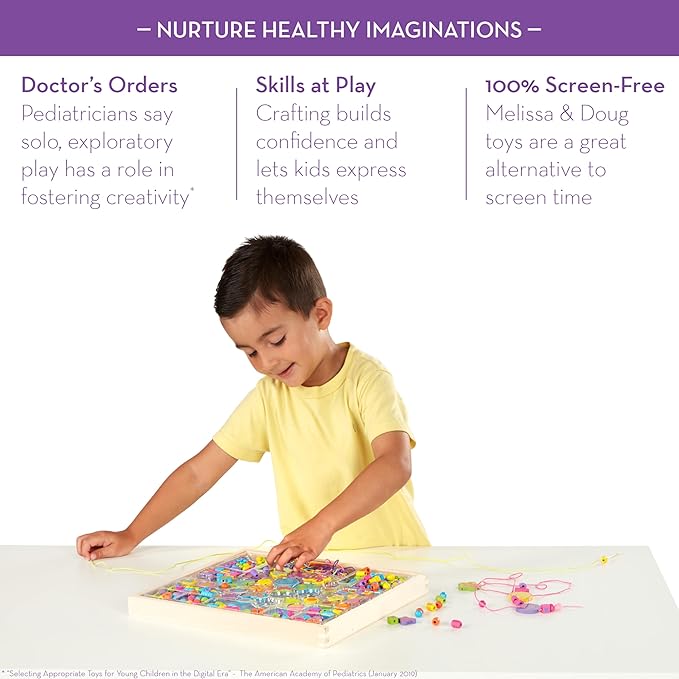 Melissa & Doug Created by Me! Bead Bouquet, Deluxe Wooden Jewelry Making Kit, 220+ Bright Colored Beads & Cords, DIY Necklace & Bracelet Making Kit, Arts & Crafts Toddler Toys for Kids Ages 4+
