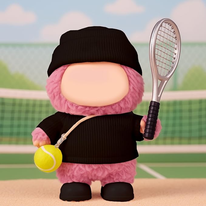 17cm Doll Clothes for Lububu Dolls，Designer Jerseys Clothes Suitable for lububu Dolls Outfits and Accessories Set， Includes top + Pants + Tennis Racket + Ball Charm + Shoes (Black)