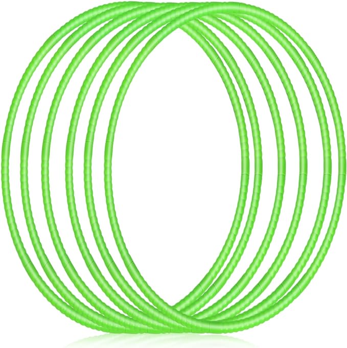 Poen 10 Pcs Exercise Hoop for Kids Detachable Adjustable Plastic Toy Colored Hoop Circles Playground Toys for Teens Games Gymnastics Dog Agility Equipment Party Decor, 28 Inch(Green)
