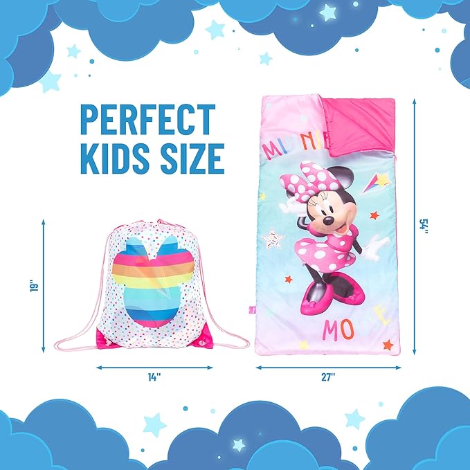 Jay Franco Disney Minnie Mouse Bowtique Slumber Sack - Cozy & Warm Kids Lightweight Slumber Bag/Sleeping Bag (Official Disney Product)