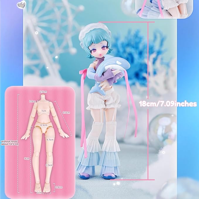 CALEMBOU BJD Blind Box, Eve Lynna Series 18cm Ball Jointed Doll, Cute Dress Up Doll with Joints, Collection Action Figure Toys, Gift for Girls Boys (Eve Lynna-1box)