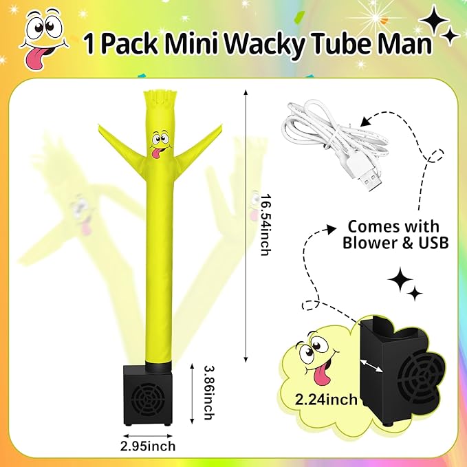 Poen Easter Gifts for Kids Mini Wacky Waving Inflatable Tube Guy with Blower Gag Toy Gift Inflatable Tube Man Birthday Desktop Decor Dancing Blow up Man for Office Party Decor(Cute)