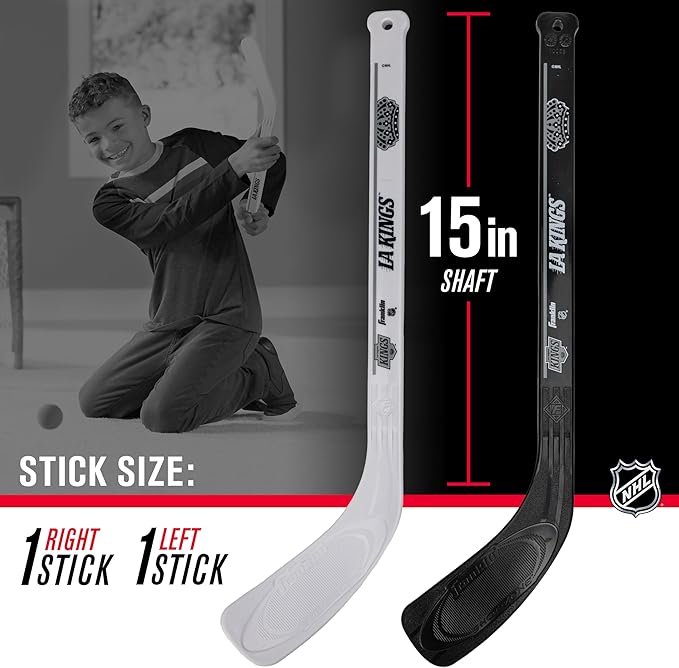 Franklin Sports NHL Mini Hockey Set - Kids Indoor Knee Hockey Goal, Ball, + 2 Stick Combo - Youth Team Indoor Toy Set - Official - Ages 3+