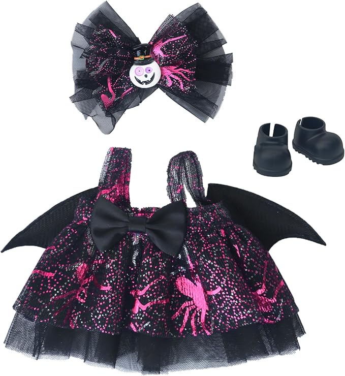 17cm Doll Clothes Sets(No Doll) Halloween Dark Dress Outfits Handcrafted Designer DIY Accessories Including Dress Shoes and Headwear