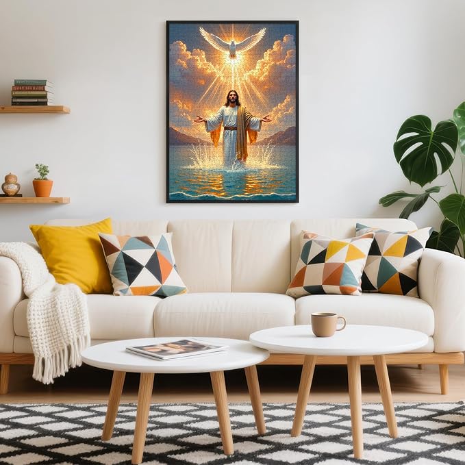 Jesus Christ Puzzles for Adults 1000 Pieces, Holy Spirit Dove Religious Christian Art Jigsaw Puzzle with Letters on Back, Inspirational Wall Decor & Family Game, Easter