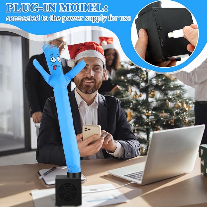 Poen 3 Pcs Mini Inflatable Tube Man White Elephant Gift Funny Gag Birthday Wacky Waving Inflatable Guy with Blower Desktop Mini Dancer Gift for Women Party Decoration(Dull)