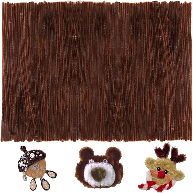 GAGANIU 200pcs Pipe Cleaners, Pipe Cleaners for Crafts, Craft Supplies Chenille Stems for Art&Craft Christmas DIY Projects(12inch*6mm,Brown)