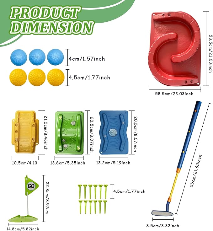 Kids Golf Set with Club - 16Pcs Kids Toy Golf Games Set, Mini Games Toddler Golf Set, Sports Outdoor Indoor Toys, Birthday for Girls Boys